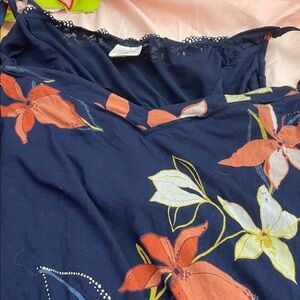 Soma Floral Navy nightie with Lace Trim